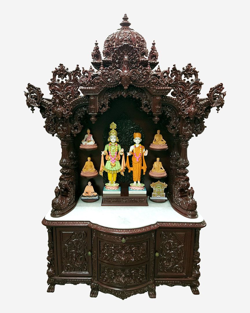 Wooden Mandir (Teak) - Cherry Polish