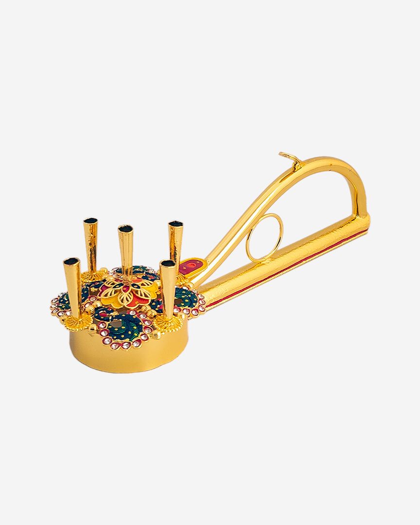 Decorative Aarti (Golden Color)(5 wicks)