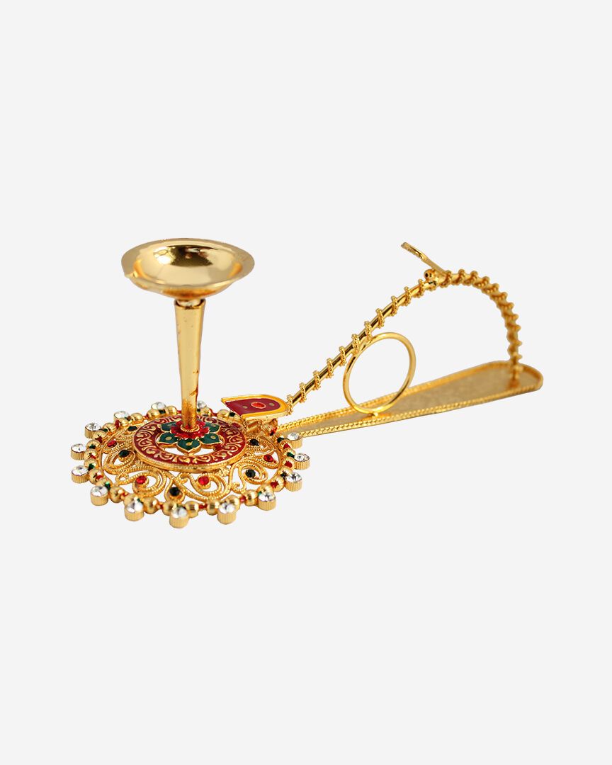 Decorative Aarti (Golden Color)(1 wicks)